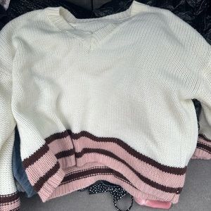 White, pink, sweater…